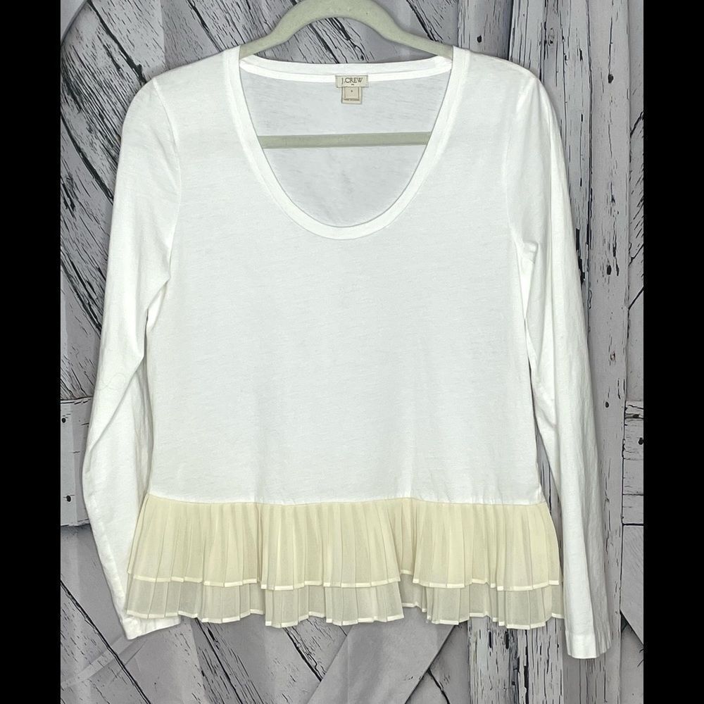 J. Crew Ruffle Hem Peplum Top Cream S